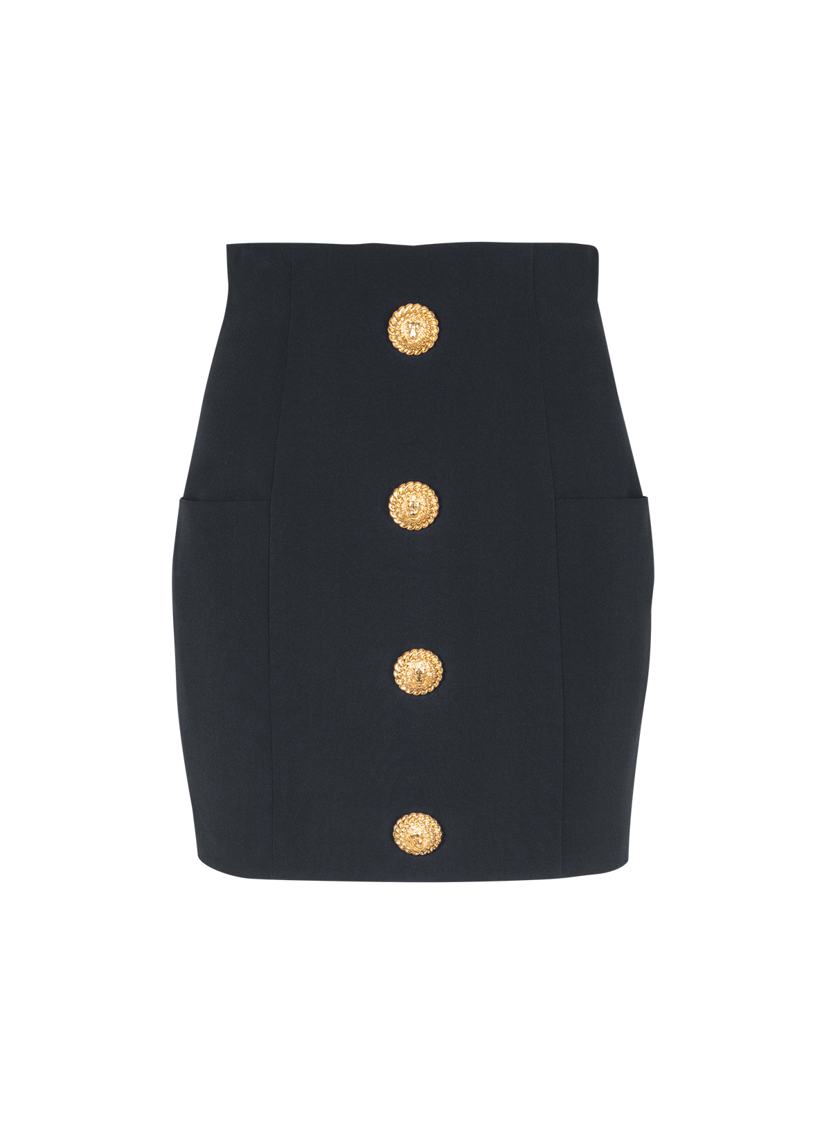 Jupe courte en crêpe boutonnée - Noir
