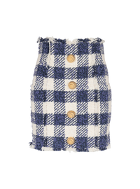 Jupe courte en tweed boutonnée - Marine & Blanc