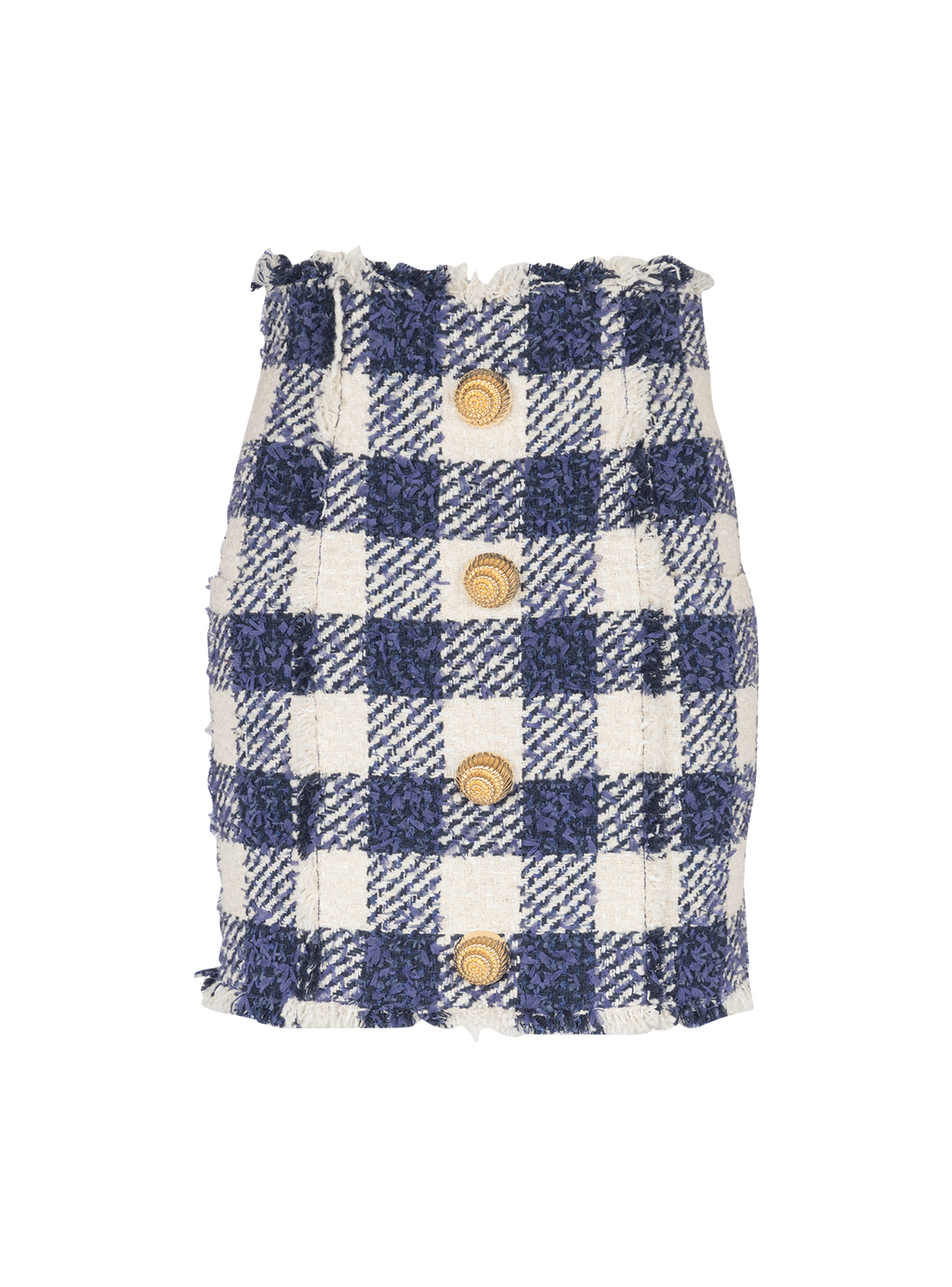 Jupe courte en tweed boutonnée - Marine & Blanc
