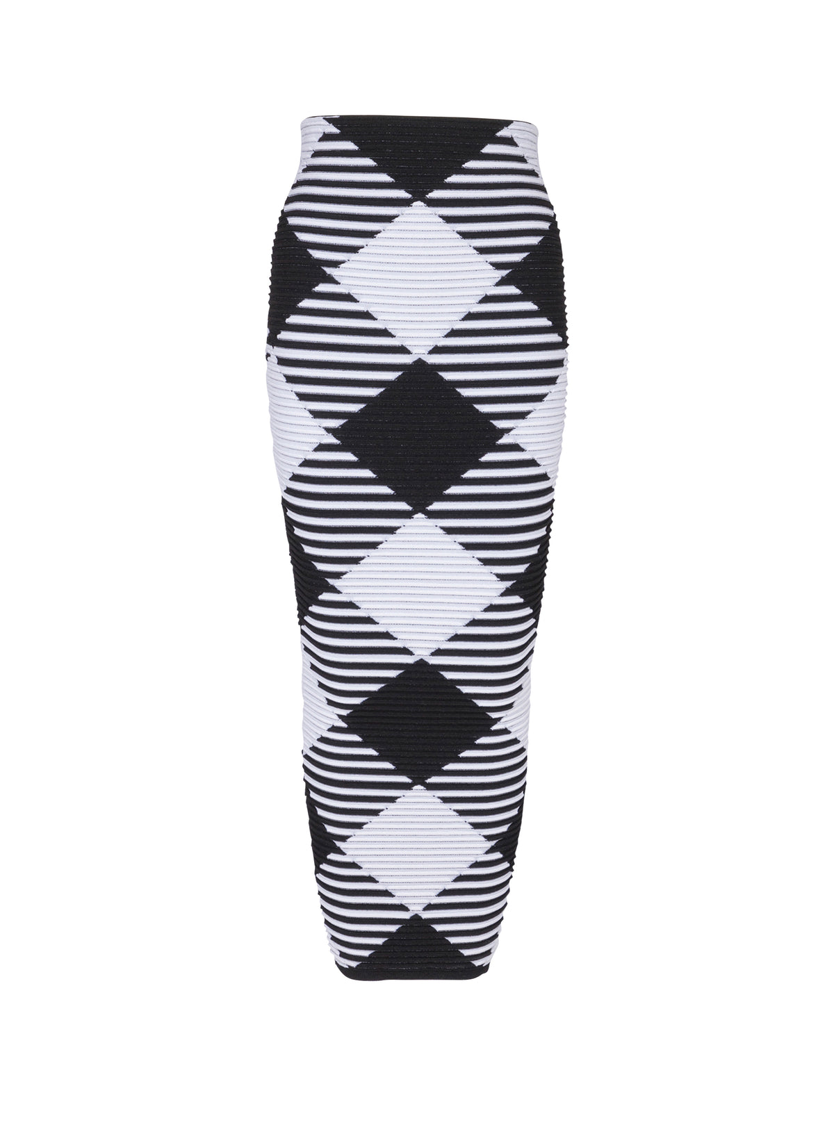 Gingham rolled knit midi skirt - Black & White