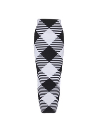 Jupe mi-longue en maille roulottée vichy - Noir & Blanc