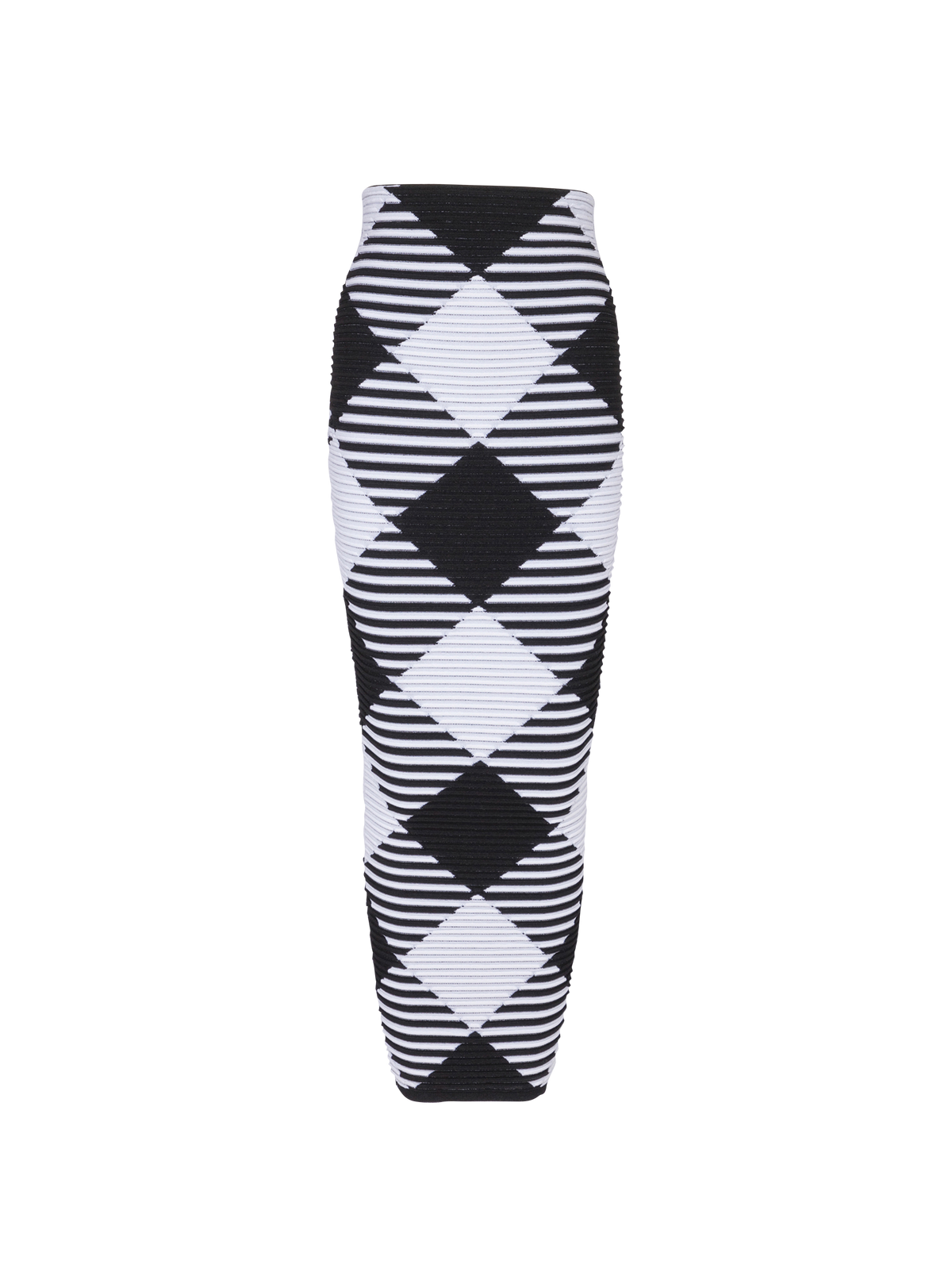 Jupe mi-longue en maille roulottée vichy - Noir & Blanc