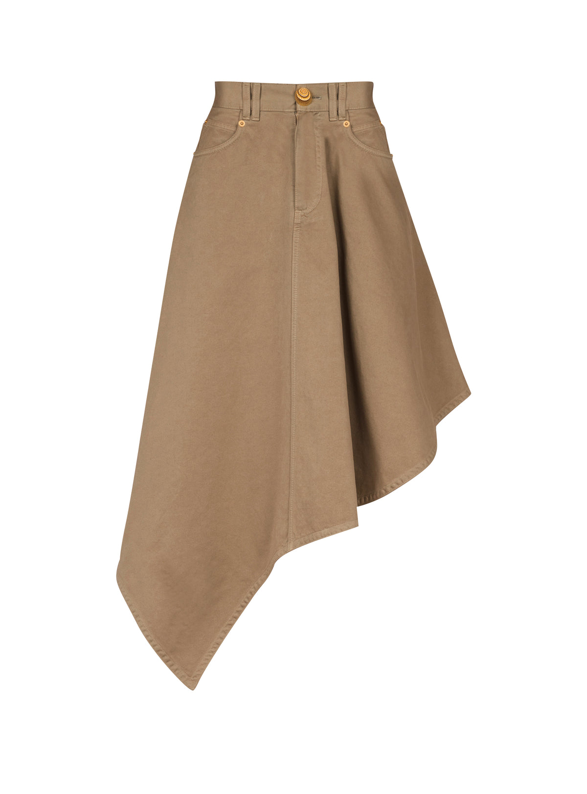 Jupe midi plissée asymétrique - Beige