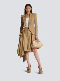Jupe plissée asymétrique en coton - Beige