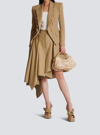 Asymmetric pleated midi skirt - Beige