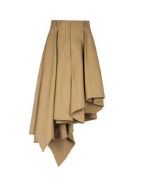 Asymmetric pleated midi skirt - Beige