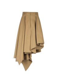 Jupe plissée asymétrique en coton - Beige