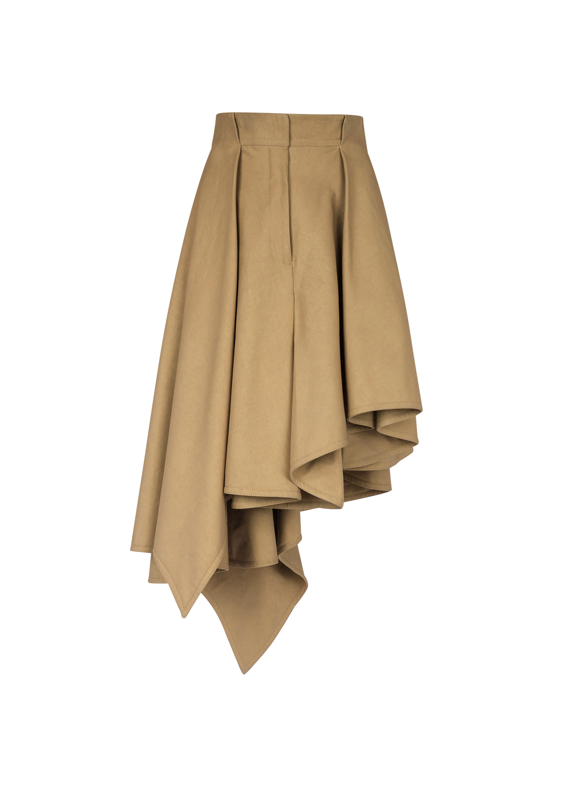 Jupe plissée asymétrique en coton - Beige