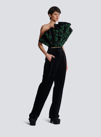 Pantalon ample en velours plissé - Noir