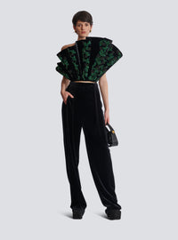 Pantalon ample en velours plissé - Noir