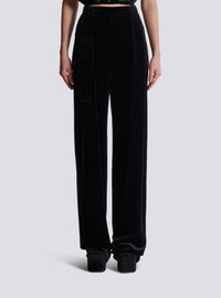 Pantalon ample en velours plissé - Noir