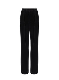 Loose pleated velvet trousers - Black