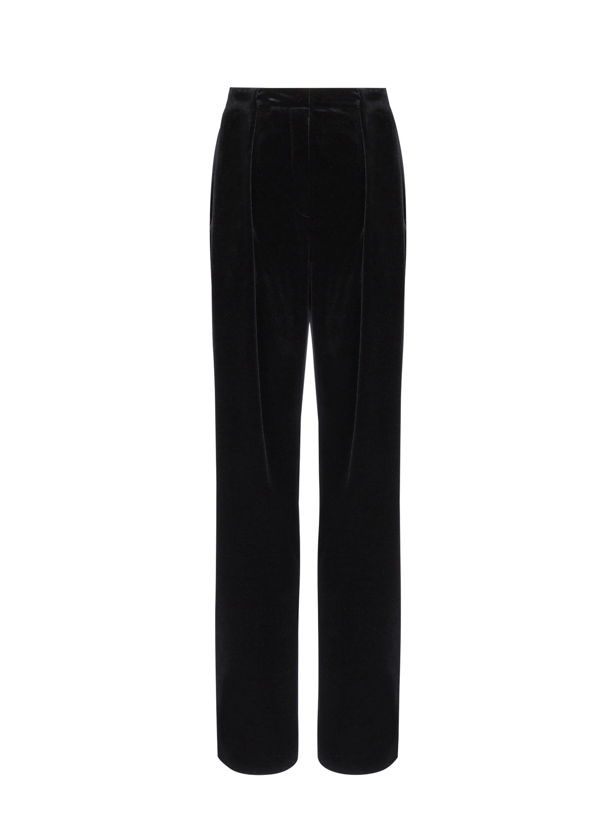 Loose pleated velvet trousers - Black