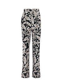 Wide-leg pleated velvet trousers - Black & White
