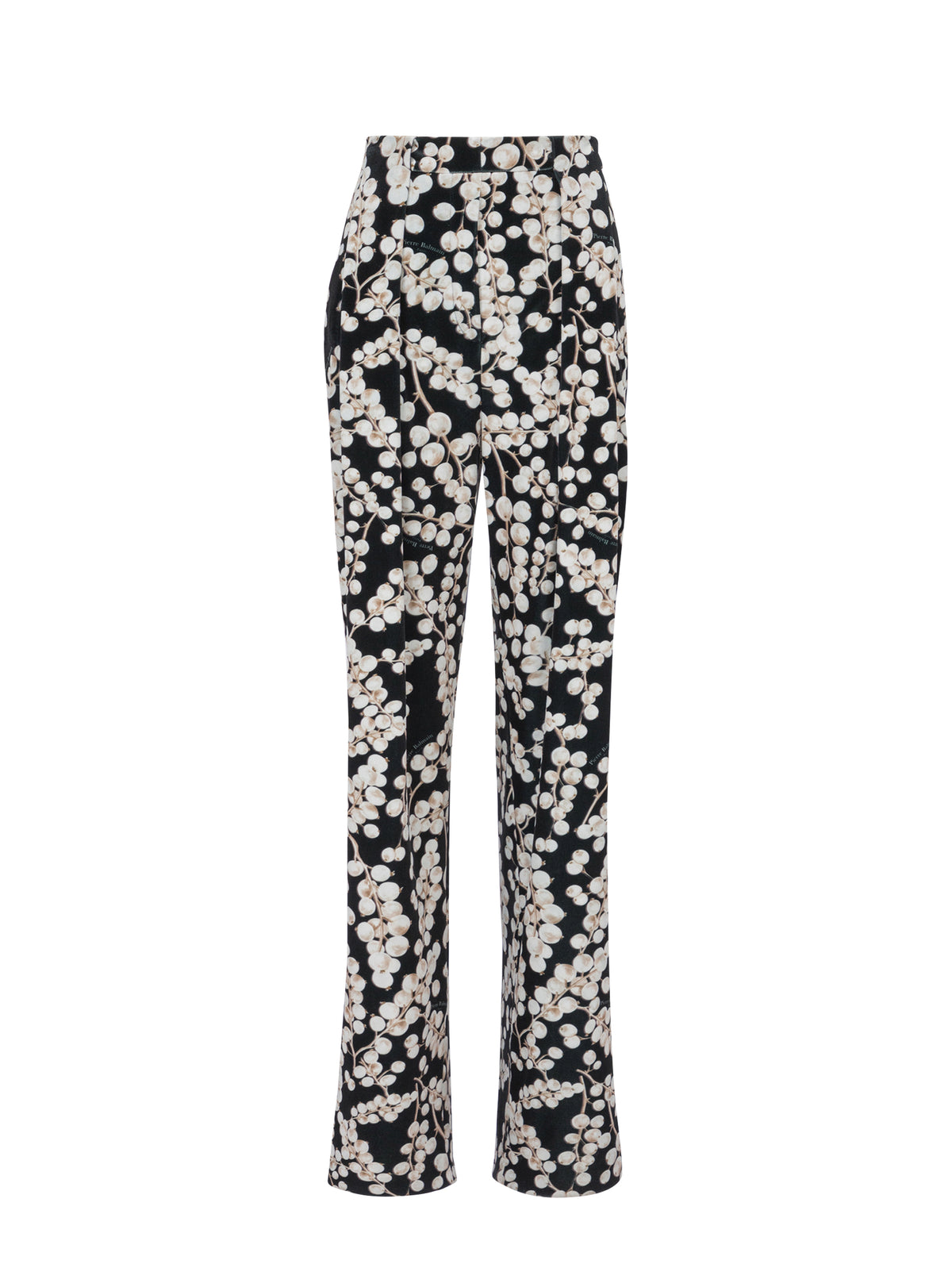Wide-leg pleated velvet trousers - Black & White