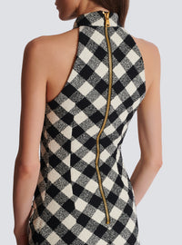 Robe courte boutonnée en tweed - Noir & Blanc