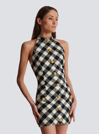 Robe courte boutonnée en tweed - Noir & Blanc