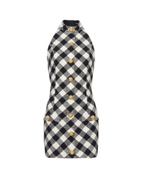 Short buttoned tweed dress - Black & White
