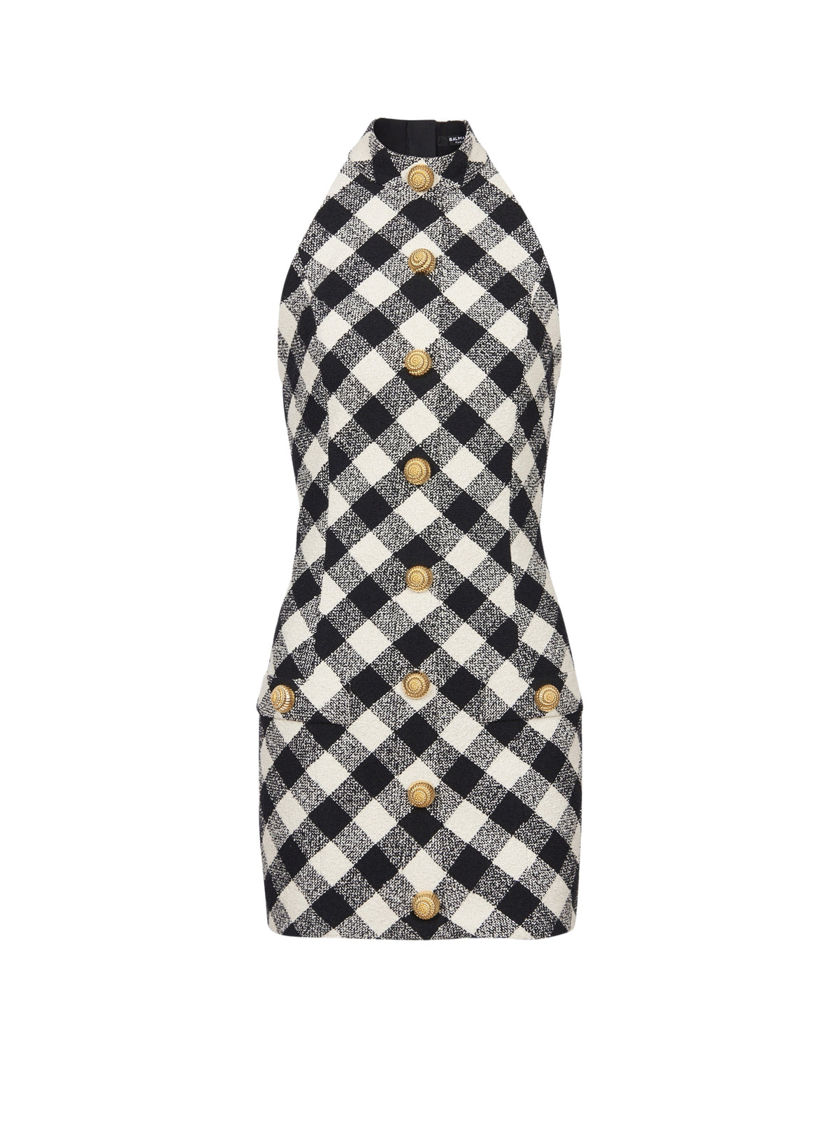 Short buttoned tweed dress - Black & White