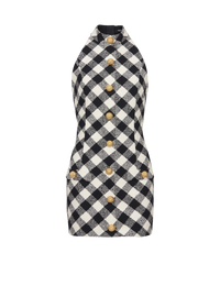 Robe courte boutonnée en tweed - Noir & Blanc
