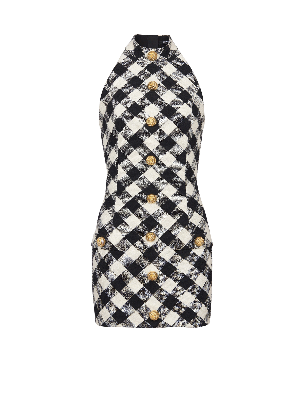 Robe courte boutonnée en tweed - Noir & Blanc