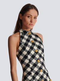 Robe courte boutonnée en tweed - Noir & Blanc