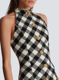 Short buttoned tweed dress - Black & White