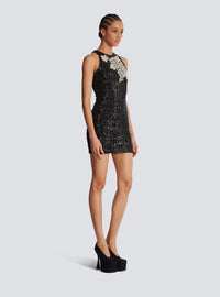 Robe en sequins et broderie raisin - Noir & Cristal