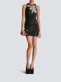 Robe courte en sequins - Noir & Cristal