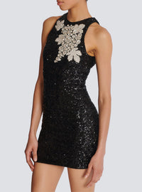 Robe courte en sequins - Noir & Cristal