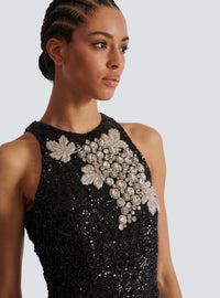 Robe en sequins et broderie raisin - Noir & Cristal
