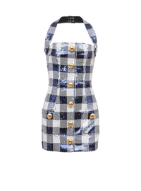 Robe 6 boutons vichy à sequins - Marine & Blanc