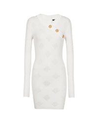 Robe 3 boutons vichy - Blanc