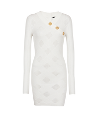Robe 3 boutons vichy - Blanc