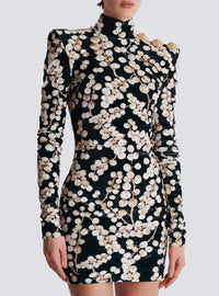 Short velvet halter dress - Black & White