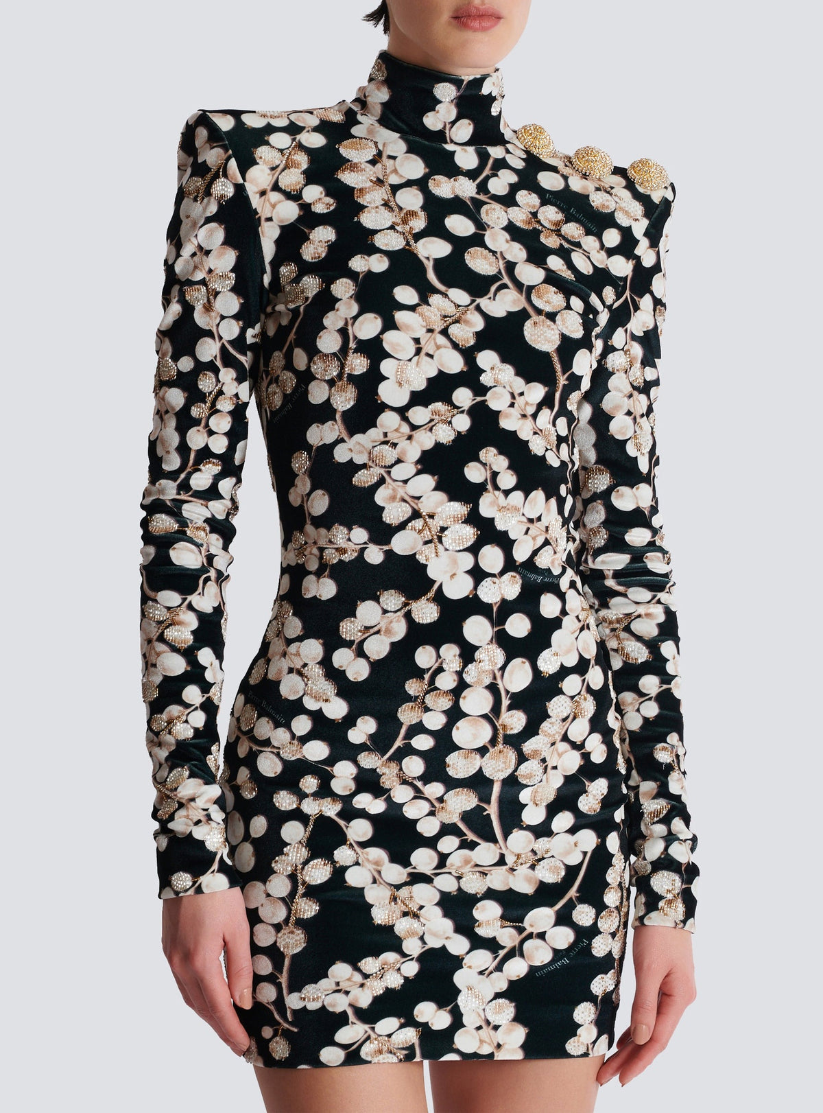 Short velvet halter dress - Black & White
