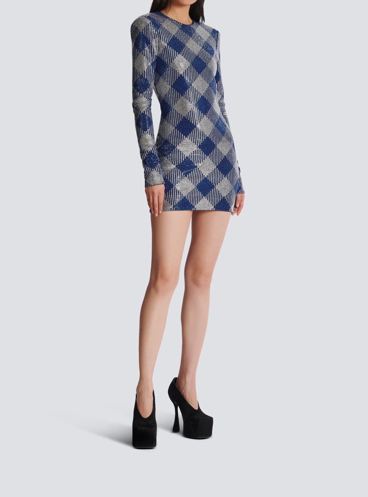 Robe courte en strass vichy - Marine & Cristal