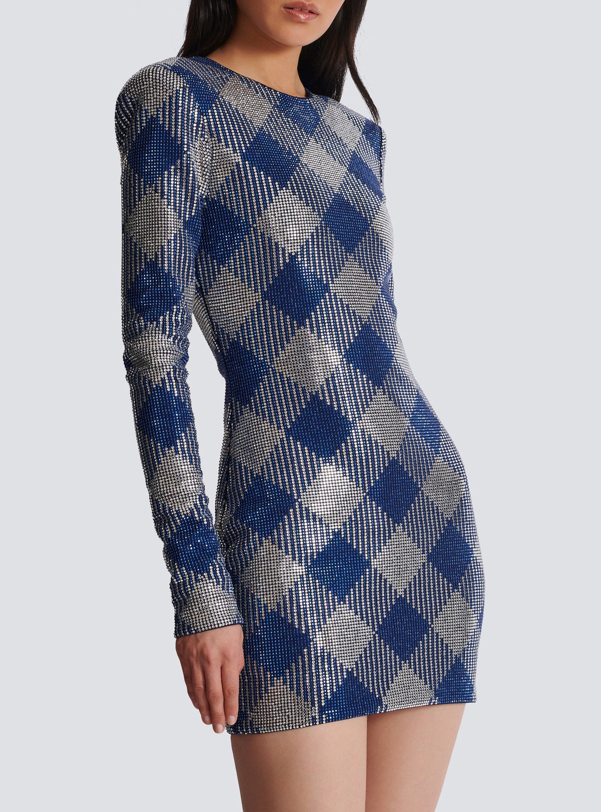 Robe courte en strass vichy - Marine & Cristal
