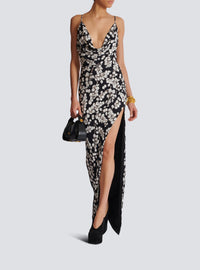Long currant-print dress - Black & White