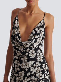 Long currant-print dress - Black & White