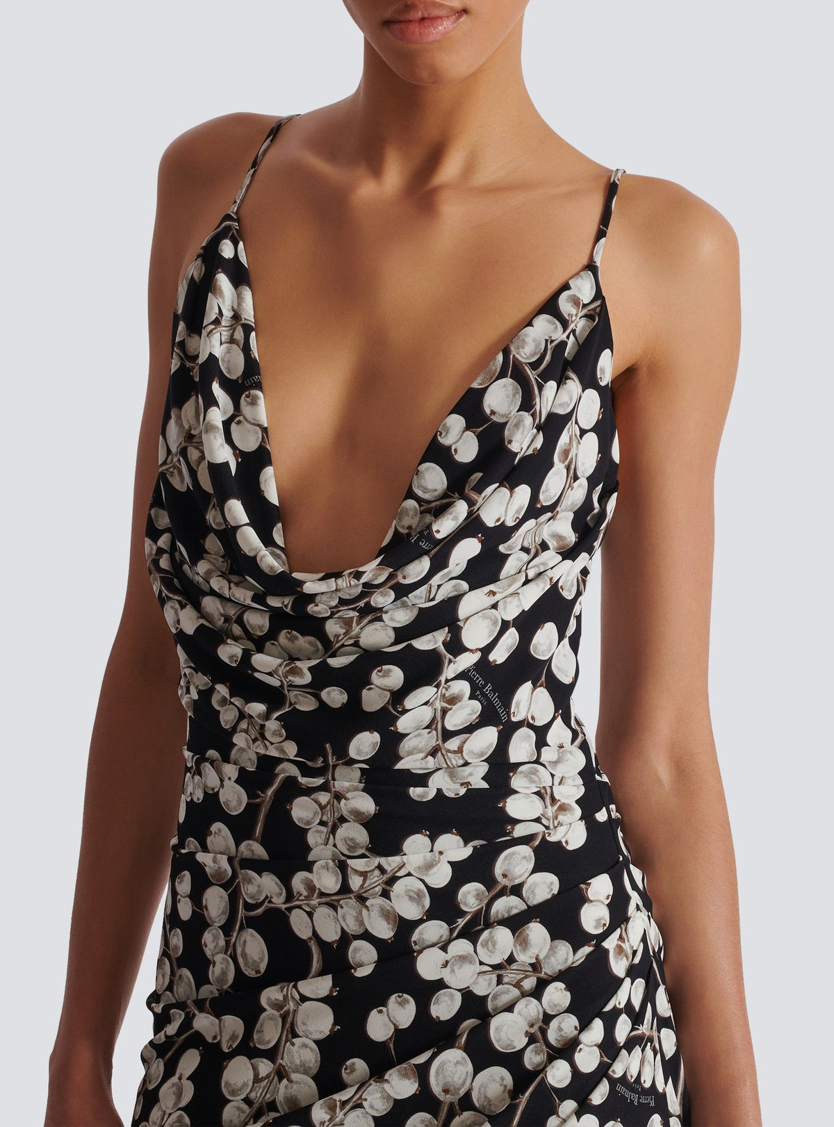 Long currant-print dress - Black & White