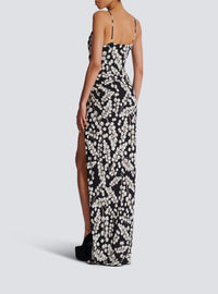 Long currant-print dress - Black & White