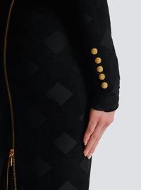 Robe longue en maille bouclette vichy - Noir