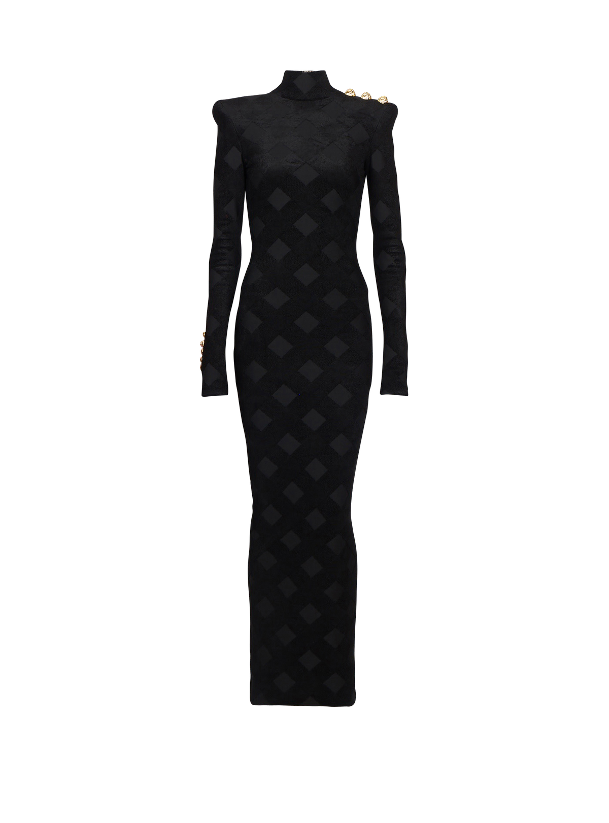 Robe longue en maille bouclette vichy - Noir