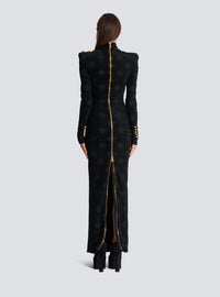 Robe longue en maille bouclette vichy - Noir