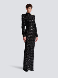 Robe longue en sequins - Noir