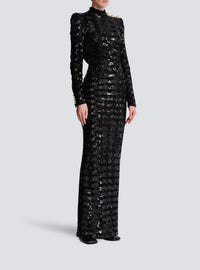 Robe longue en sequins - Noir