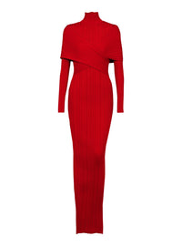 Long pleated knit dress - Red
