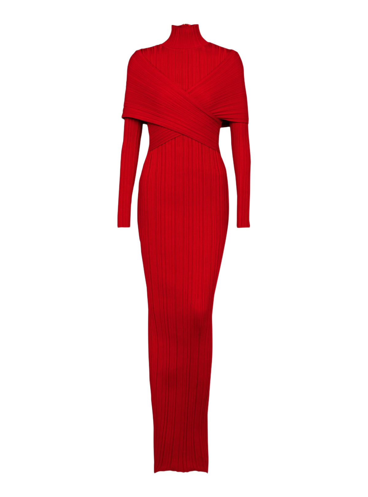 Long pleated knit dress - Red