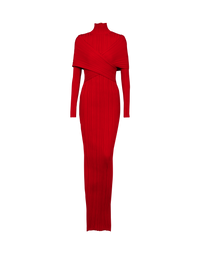 Robe longue en maille plissée - Rouge